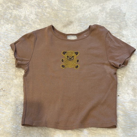 Brown teddy bear bling crop top - Picture 1 of 2
